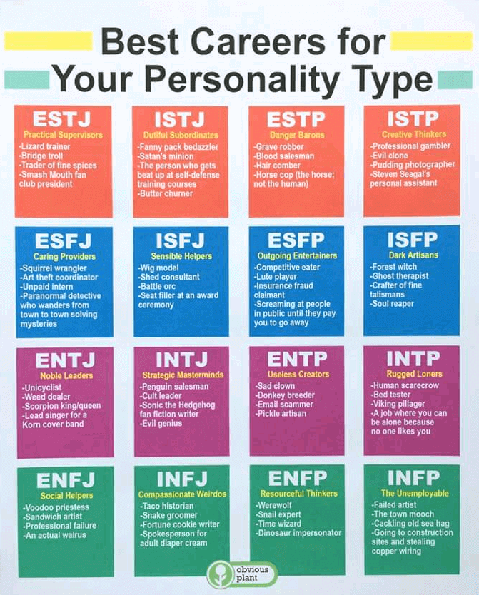 MBTI Personality Type Funny Career Guide