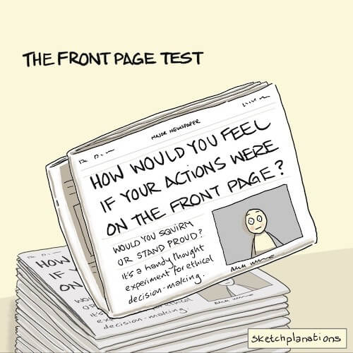 The front page test: how would you feel if your actions were on the front page?
